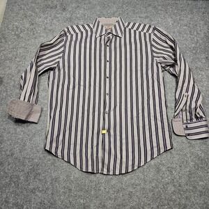 Robert Graham Men's Sz XL Striped Button Up Long Sleeve Flip Cuff Dress Shirt